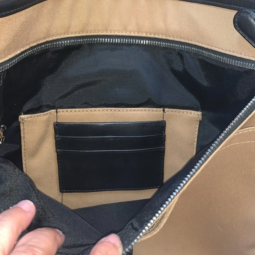 Gently Loved Tan Canvas Leather Laptop Crossbody Messenger Bag by COACH